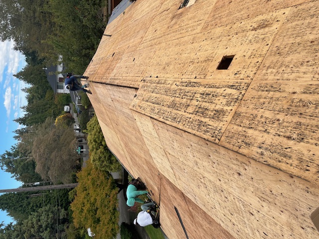 Cutting plywood for a ridge vent during a reroof