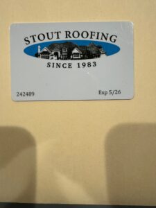 Stout Roofing Agent Card – Front