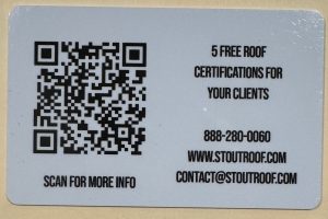 Stout Roofing Agent Card – Back